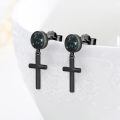 wholesale 925 Sterling Silver Cross Dangle Drop Earrings with Turquoise and Abalone Shell-0-2
