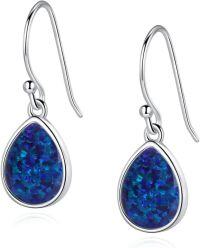 wholesale S925 Sterling Silver Blue Opal Gemstone Dangle Earrings for Women, Hypoallergenic Fishing Hoop Elegant Gift for Mother Wife Valentine Christmas-Blue Opal