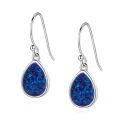wholesale 925 Sterling Silver Teardrop Earrings With Blue Opal-0-0