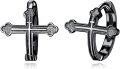 wholesale Silver Cross Design Studs - 925 Sterling Silver 3D Crucifix Ear Piercing Jewelry for Men & Women (Black)-0-0