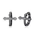 wholesale Silver Cross Design Studs - 925 Sterling Silver 3D Crucifix Ear Piercing Jewelry for Men & Women (Black)-0-0