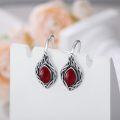 wholesale Sterling Silver Black Onyx Moonstone Red Agate Vintage Celtic Knot Dangle Drop Earrings-0-1