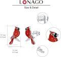 wholesale 925 Sterling Silver Red Cardinal Bird Stud Earrings - Our Love Never Dies-0-5