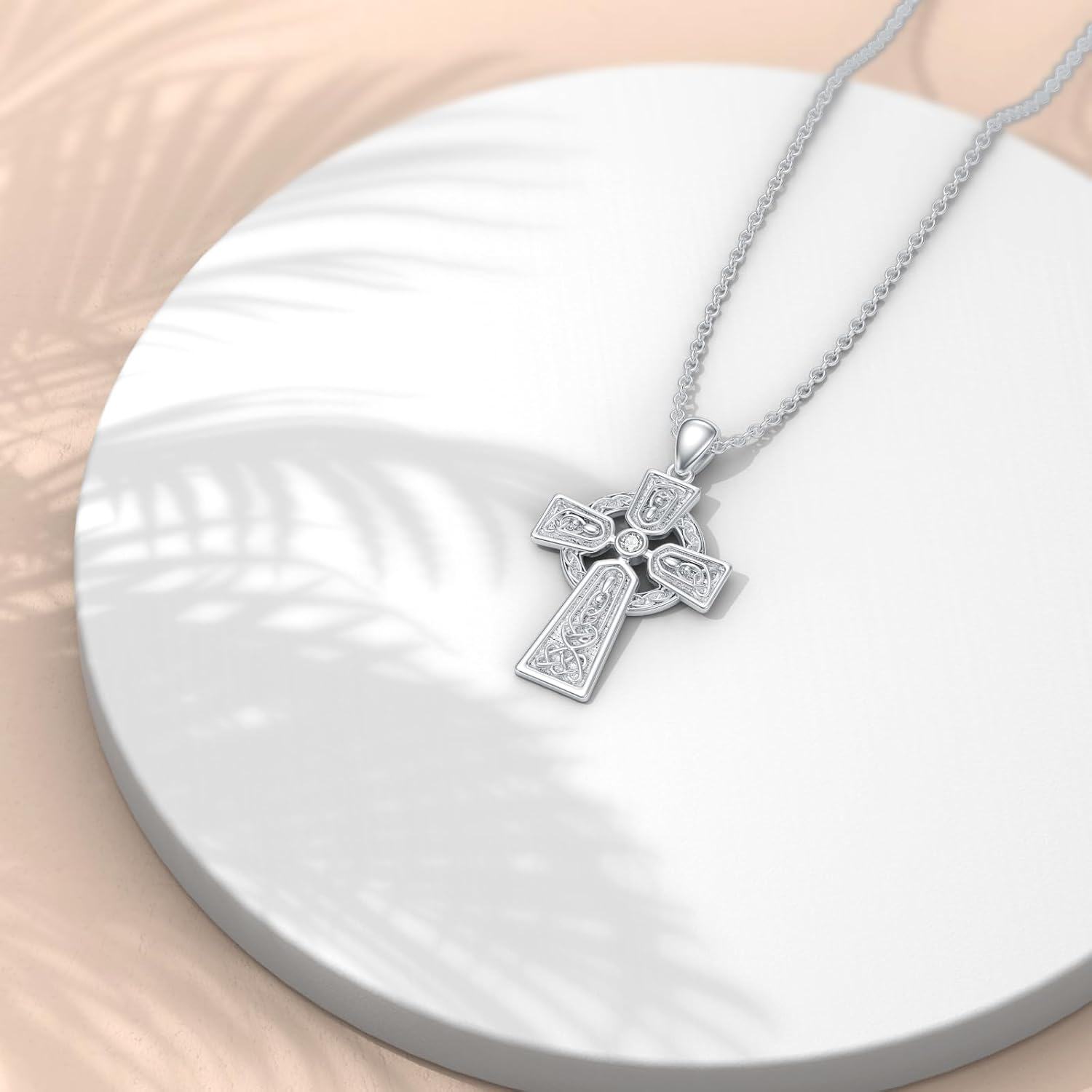 Sterling Silver Diamond Cross Necklace for Women-0-3