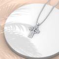 wholesale 925 Sterling Silver Celtic Knot Cubic Zirconia Cross Pendant Necklace for Women-0-2