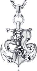 wholesale 925 Sterling Silver Anchor & Octopus Pendant Necklaces for Men/Women - Nautical -0-0
