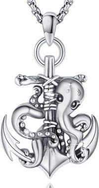 wholesale 925 Sterling Silver Anchor & Octopus Pendant Necklaces for Men/Women - Nautical -Octopus Anchor