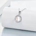 wholesale 925 Sterling Silver Round White Freshwater Cultured Pearl Pendant Necklace for Women Gift-0-2