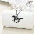 wholesale 925 Sterling Silver Black Geometric Horse Pendant Necklace for Women 30cm -0-2