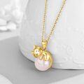 wholesale 14K Gold Pink Crystal Black Cat Pendant Necklace for Women Cats Lover-0-136