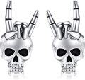wholesale 925 Sterling Silver Gothic Rocker Skull Skeleton Hand Stud Earrings Halloween Punk Gift for Her-0-0
