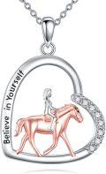 wholesale 925 Sterling Silver Horse and Rider Believe in Yourself Charm Pendant Necklace-0-0