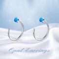 wholesale TOUPOP Sterling Silver Created Opal Ear Half Cuff Threader Huggie Hoop Earrings S925 Cz Dainty Jewelry Gifts For Women -0-5