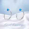 TOUPOP Sterling Silver Created Opal Ear Half Cuff Threader Huggie Hoop S925 Cz Earrings-0-5