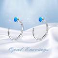 TOUPOP Sterling Silver Created Opal Ear Half Cuff Threader Huggie Hoop S925 Cz Earrings-0-5
