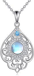 wholesale 925 Sterling Silver Blue Topaz & Opal Tear Drop Heart Pendant Necklace for Women-0-0