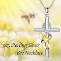 wholesale 925 Sterling Silver Bee and Cross Pendant Necklace for Women - Forever in My Heart Religious s-0-5