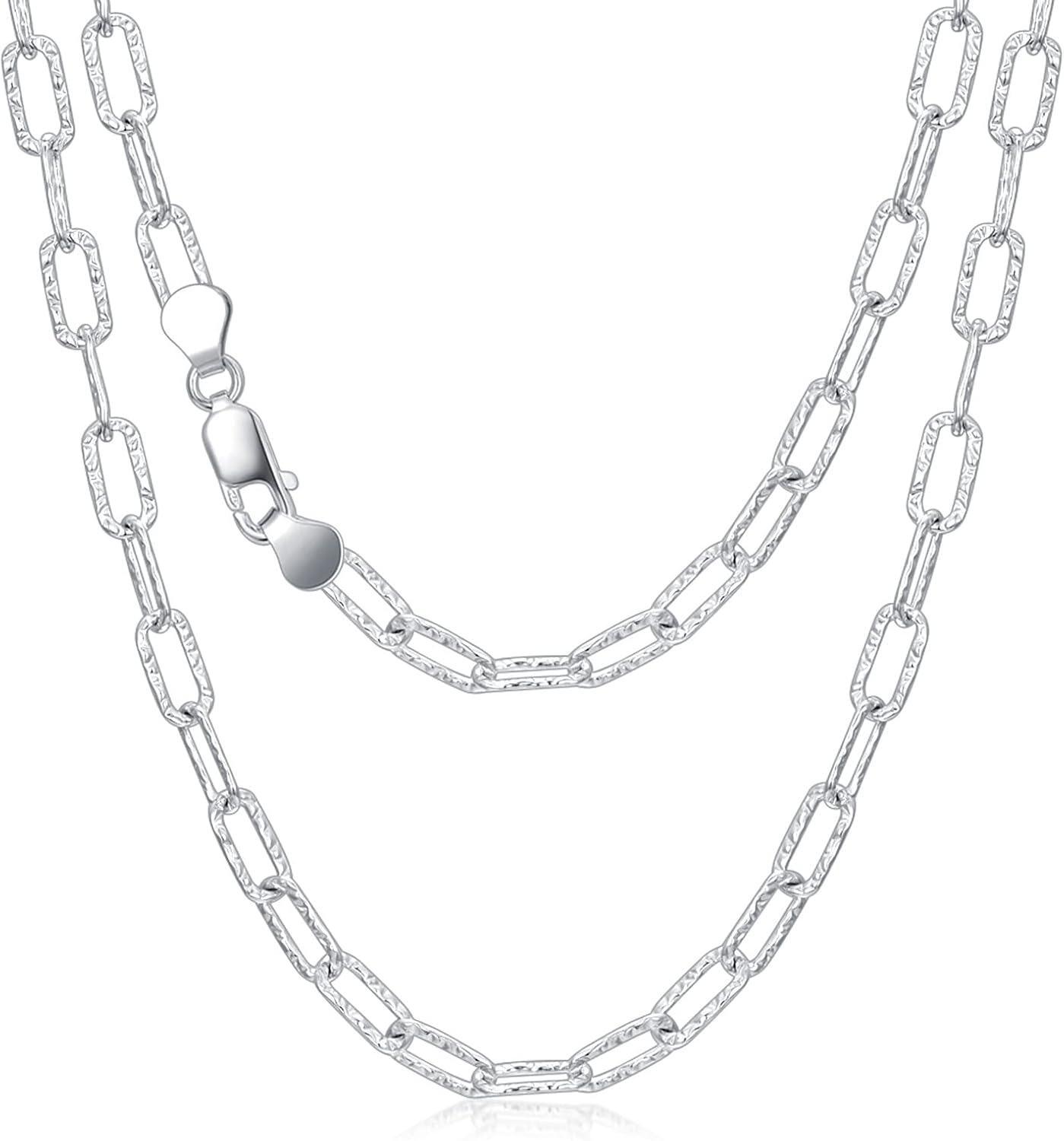 Sterling Silver Paperclip Chain Necklace 16 26 Italy Made Lobster Clasp-Style 2 18 Inch
