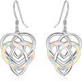 wholesale 925 Sterling Silver Opal Celtic Heart Knot Drop Earrings for Women Irish  Idea 4cm Long-0-0