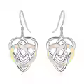 wholesale 925 Sterling Silver Opal Celtic Heart Knot Drop Earrings for Women Irish  Idea 4cm Long-0-0