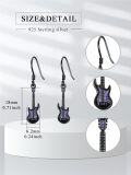 wholesale 925 Sterling Silver Purple Electric Guitar Dangle Earrings Music  for Her-0-1