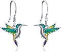 wholesale 925 Sterling Silver Hummingbird Dangle Drop Earrings with Enamel Stones for Women Girls Mom Daughter Gifts-0-0