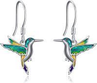 wholesale 925 Sterling Silver Hummingbird Dangle Drop Earrings with Enamel Stones for Women Girls Mom Daughter Gifts-hummingbird earrings