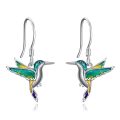 wholesale 925 Sterling Silver Hummingbird Dangle Drop Earrings with Enamel Stones for Women Girls Mom Daughter Gifts-0-0