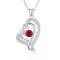 TOUPOP Sterling Silver Garnet Double Heart Pendant Necklace-0-0