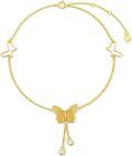 wholesale 14K Gold Butterfly Charm Anklet for Women - Adjustable Chain Foot s-0-0