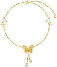 wholesale 14K Gold Butterfly Charm Anklet for Women - Adjustable Chain Foot s-Yellow Gold