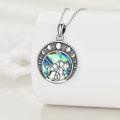 wholesale 925 Sterling Silver Round Pendant with Abalone Shell and Two Rabbits Design Necklace-0-2