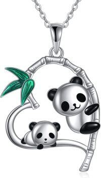 wholesale 925 Sterling Silver Panda Bamboo Pendant Necklace for Women-Panda Necklace