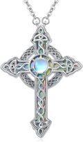 wholesale 925 Sterling Silver Abalone Shell Celtic Knot Cross Pendant Necklace for Women and Men - Religious s-0-0