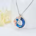 TOUPOP Sterling Silver Blue Crystal Q Initial Butterfly Rose Necklace Gift-0-5