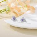 wholesale 925 Sterling Silver Purple Crystal Daisy Flower Stud Earrings for Women Girls Mom Gift-0-3