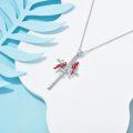 wholesale 925 Sterling Silver Cardinal Bird Cross Pendant Necklace for Women Girls Christian-0-3