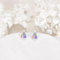 wholesale 925 Sterling Silver Rainbow Shuttlecock Stud Earrings Sporty Gift for Women-0-2
