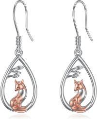 wholesale 925 Sterling Silver Teardrop Fox Drop Earrings - Gifts for Women-Fox
