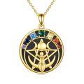 wholesale 925 Sterling Silver Pentacle Moon Goddess Necklace With Colorful Gems-0-0
