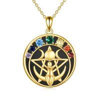wholesale 925 Sterling Silver Pentacle Moon Goddess Necklace With Colorful Gems-Black Onyx Pentacle Necklace