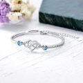 wholesale 925 Sterling Silver Blue Crystal Infinity Heart Bracelet for Women-0-1