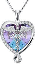 wholesale Sterling Silver Amethyst Birthstone Stethoscope Caduceus Pendant Necklace for Nurse Doctor Medical Personnel-0-0
