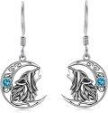 wholesale 925 Sterling Silver Wolf Moon Blue Crystal Drop Earrings Gifts for Her-0-0