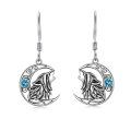 wholesale 925 Sterling Silver Crescent Moon Howling Wolf Earrings-0-0
