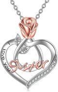 wholesale 925 Sterling Silver Rose Heart Pendant Necklace for Women - I Love You Sister -0-0