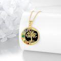 wholesale 925 Sterling Silver Plated Gold Tree of Life Round Pendant with Seven Chakra Stones and Chain for Women-0-3