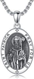 wholesale 925 Sterling Silver  Saint Patrick Prayer Medal Pendant Necklace for Men & Women-0-0