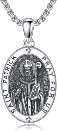 wholesale 925 Sterling Silver  Saint Patrick Prayer Medal Pendant Necklace for Men & Women-S-St Patrick Necklace