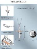 wholesale 925 Sterling Silver Mom Cross Necklace I Love You Always Forever Projection Stone Pendant-0-4